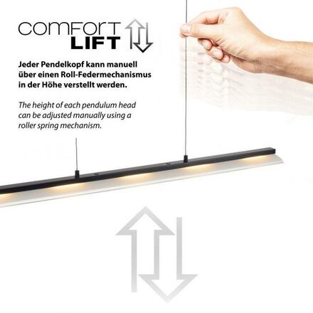 JUST LIGHT LED závěsné svítidlo černé Comfor Lift nastavitelná výška krokově stmívatelné 3000K LD 12288-18