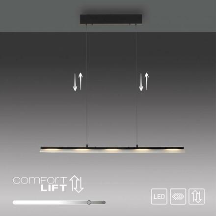 JUST LIGHT LED závěsné svítidlo černé Comfor Lift nastavitelná výška krokově stmívatelné 3000K LD 12288-18