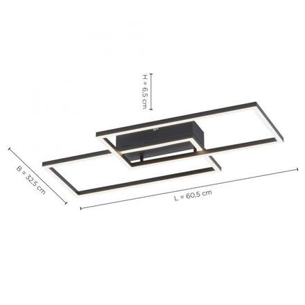 LEUCHTEN DIREKT is JUST LIGHT LED stropní svítidlo hranaté v černé s nastavitelou barvou světla a funkcí stmívání 2700-5000K