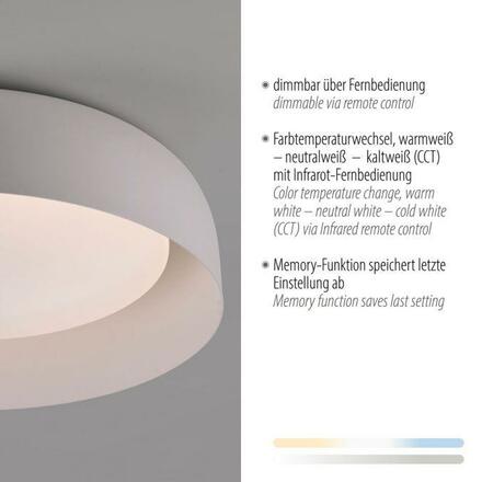 JUST LIGHT LED stropní svítidlo průměr 40 bílé stmívatelné dálkovým ovladačem CCT 2700-5000K LD 14215-16