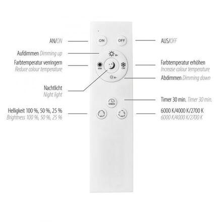 JUST LIGHT LED stropní svítidlo průměr 40 bílé stmívatelné dálkovým ovladačem CCT 2700-5000K LD 14215-16