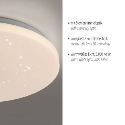 JUST LIGHT LED stropní svítidlo průměr 34cm bílé hvězdné nebe nadčasový design teplá bílá 3000K LD 14276-16