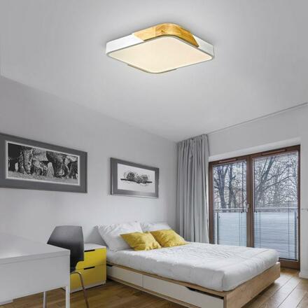 JUST LIGHT LED stropní svítidlo hranaté bílé dřevodekor nadčasový design 3000K LD 14289-16