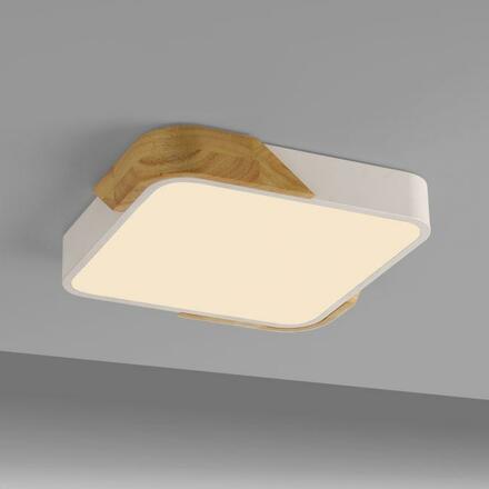 JUST LIGHT LED stropní svítidlo hranaté bílé dřevodekor nadčasový design 3000K LD 14289-16