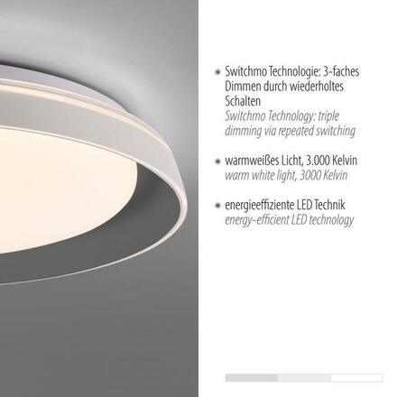 JUST LIGHT LED stropní svítidlo šedá průměr 43cm paměťová funkce krokově stmívatelné 3000K LD 14368-15