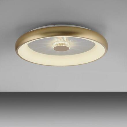 LEUCHTEN DIREKT is JUST LIGHT LED stropní svítidlo matná mosaz 61x61 kruhové křišťálový efekt stmívatelné CCT 2700-5000K LD 14386-60