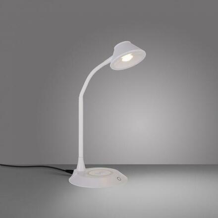 JUST LIGHT LED stolní lampa bílá bezdrátové nabíjení telefonu dotykový stmívač flexibilní otočné 3000K LD 14414-16