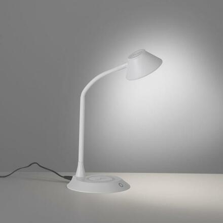 JUST LIGHT LED stolní lampa bílá bezdrátové nabíjení telefonu dotykový stmívač flexibilní otočné 3000K LD 14414-16