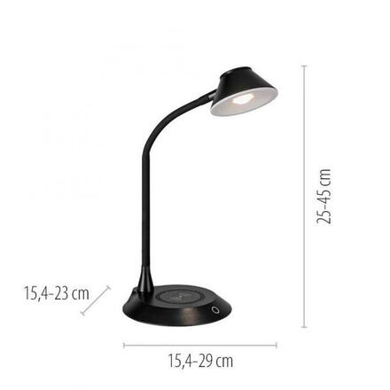 JUST LIGHT LED stolní lampa černá bezdrátové nabíjení telefonu dotykový stmívač nastavitelné 3000K LD 14414-18