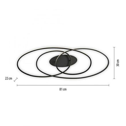 JUST LIGHT LED stropní svítidlo černé světelné kruhy do jídelny nebo obývacího pokoje 3000K LD 15321-18