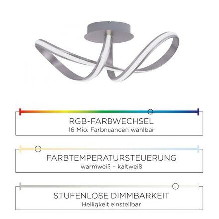 LEUCHTEN DIRECT LED stropní svítidlo, Smart Home, RGB+W, barva ocel RGB+3000-5000K MEDION LD 18431-55