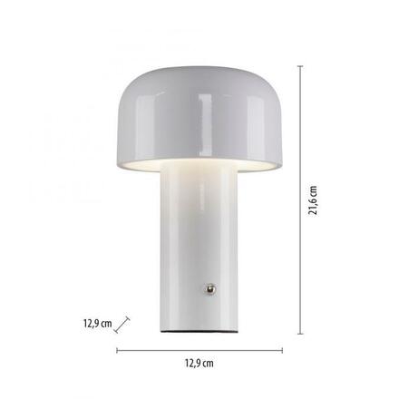 JUST LIGHT LED bateriové stolní svítidlo bílé tvar houby stmívatelné dotykem USB 2700-5000K LD 19190-16