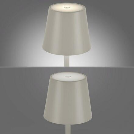 LEUCHTEN DIREKT is JUST LIGHT LED stolní lampa lakovaná šedá ochrana proti stříkající vodě na baterie 3000K LD 19250-40