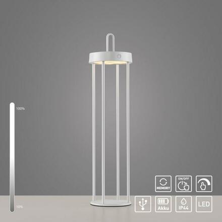 JUST LIGHT LED stolní lampa na baterie bílá 50cm dotykový stmívač IP44 zahradní svítidlo 2700K LD 19301-16