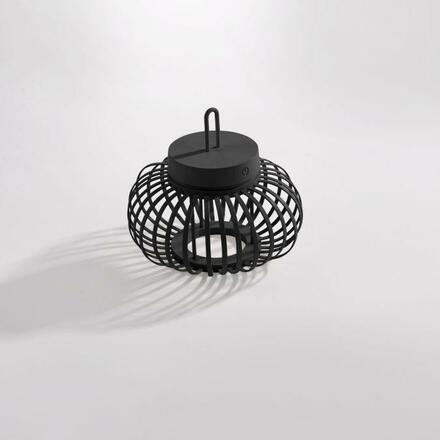 JUST LIGHT LED stolní lampa průměr 25cm černá na baterie USB IP44 stmívatelné dotykem 2700K LD 19303-18