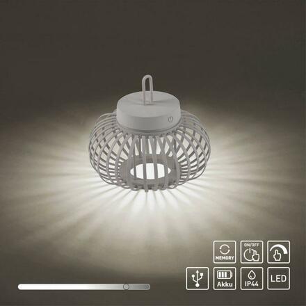 JUST LIGHT LED stolní lampa průměr 25cm moblní na baterie USB IP44 stmívatelné dotykem 2700K LD 19303-40