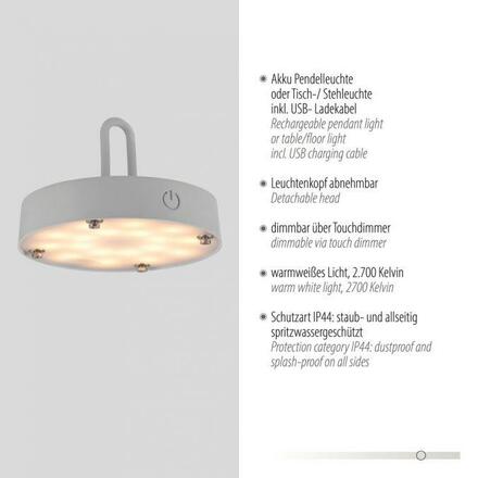 JUST LIGHT LED stolní lampa průměr 36cm moblní na baterie USB IP44 stmívatelné dotykem 2700K LD 19304-40