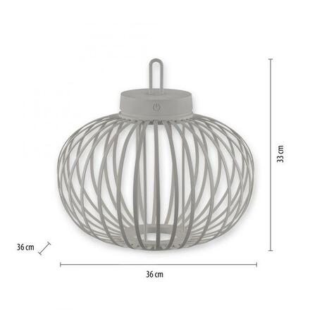 JUST LIGHT LED stolní lampa průměr 36cm moblní na baterie USB IP44 stmívatelné dotykem 2700K LD 19304-40