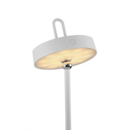 JUST LIGHT LED stolní lampa bílá na baterie dotykový stmívač ochrana proti stříkající vodě USB 2700K LD 19310-16