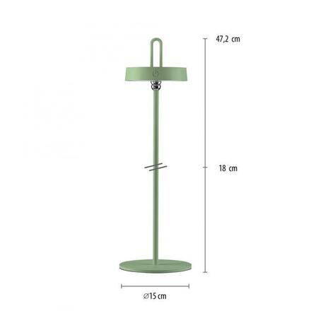 JUST LIGHT LED stolní lampa zelená na baterie dotykový stmívač ochrana proti stříkající vodě USB 2700K LD 19310-43