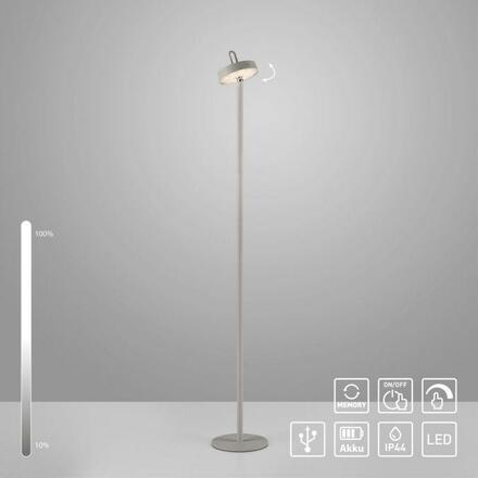 JUST LIGHT LED stojací lampa na baterie mobilní stmívatelné dotykem IP44 paměťová funkce 2700K LD 19311-40