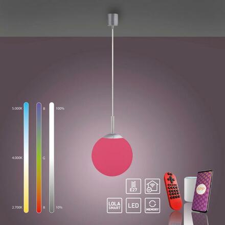 JUST LIGHT LED závěsné svítidlo Smarthome průměr 20cm stříbrná stmívatelné s aplikací dálkový ovladač Tuya RGB/2700-5000K LD 22072-55