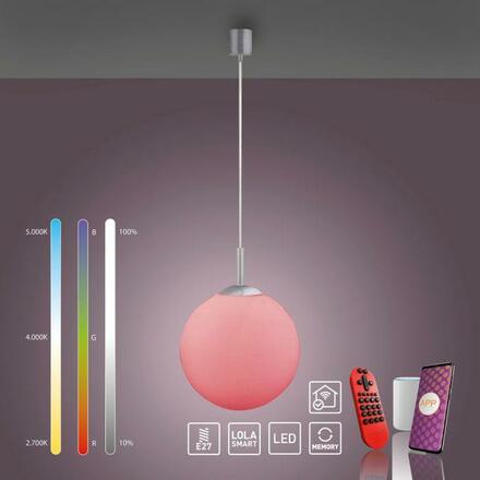 JUST LIGHT LED závěsné svítidlo Smarthome průměr 25 stříbrná stmívatelné s aplikací dálkový ovladač Tuya RGB/2700-5000K LD 22073-55