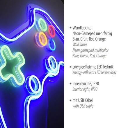 LEUCHTEN DIREKT is JUST LIGHT LED nástěnné svítidlo vícebarevné motiv gamepad ovladače USB dekorace LD 85022-70