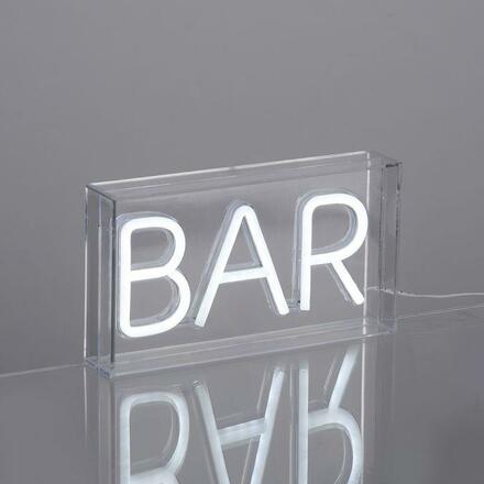 LEUCHTEN DIREKT is JUST LIGHT LED nástěnné svítidlo bílé nápis BAR, USB, dekorační šňůrový vypínač LD 85026-16