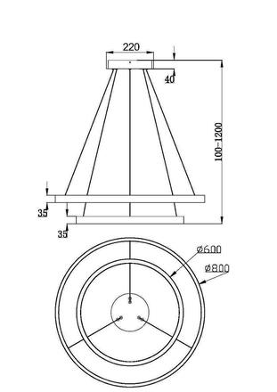 MAYTONI Závěsné svítidlo Rim 3000K 88W MOD058PL-L74BS3K