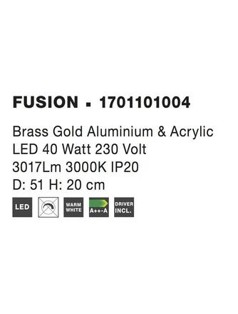 NOVA LUCE stropní svítidlo FUSION zlatý mosazný hliník a akryl LED 40W 230V 3000K IP20 1701101004
