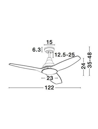 NOVA LUCE stropní ventilátor se světlem SAMOA tělo z oceli matná bílá a sklo 3ABS bílé listy LED 18W 3000K 5267302