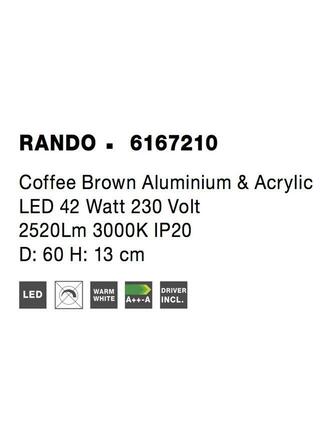NOVA LUCE stropní svítidlo RANDO kávově hnědý hliník a akryl LED 42W 230V 3000K IP20 6167210