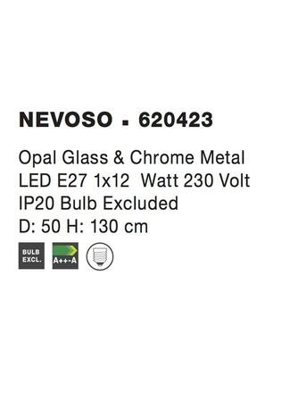 Nova Luce Stylové závěsné svítidlo Nevoso v kombinaci chromu a opálového skla - 1 x 60 W, pr. 500 mm NV 620423