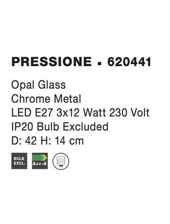 Nova Luce Elegantní stropní svítidlo Pressione v kombinaci chromu a opálového skla - 3 x 60 W, pr. 420 mm NV 620441