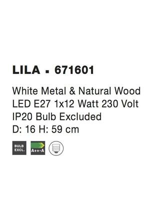 NOVA LUCE stolní lampa LILA bílý kov a přírodní dřevo E27 1x12W 230V IP20 bez žárovky 671601