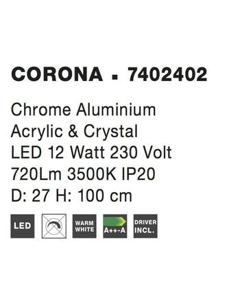 NOVA LUCE závěsné svítidlo CORONA chromovaný hliník akryl a křišťál LED 12W 230V 3000K IP20 7402402