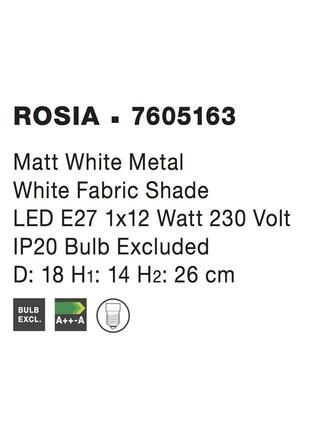 NOVA LUCE stolní lampa ROSIA matný bílý kov bílé stínidlo E14 1x5W 230V IP20 bez žárovky 7605163