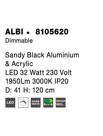 NOVA LUCE závěsné svítidlo ALBI černý hliník a akryl LED 32W 230V 3000K IP20 stmívatelné 8105620