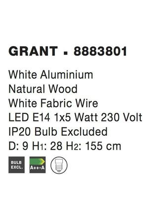 NOVA LUCE závěsné svítidlo GRANT bílý hliník přírodní dřevo bílý kabel E14 1x5W IP20 bez žárovky 8883801