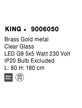 NOVA LUCE závěsné svítidlo KING mosazný zlatý kov foukané čiré sklo G9 5x5W 230V IP20 bez žárovky 9006050