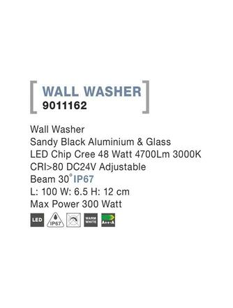 NOVA LUCE WALL WASHER černý hliník a sklo LED Chip Cree 48W 3000K DC24V nastavitelné 30st. IP67 Max Power 300W 9011162