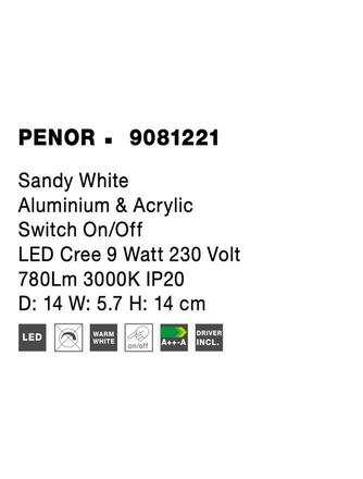 NOVA LUCE bodové svítidlo PENOR bílý hliník a akryl vypínač na těle LED Cree 9W 230V 3000K IP20 9081221