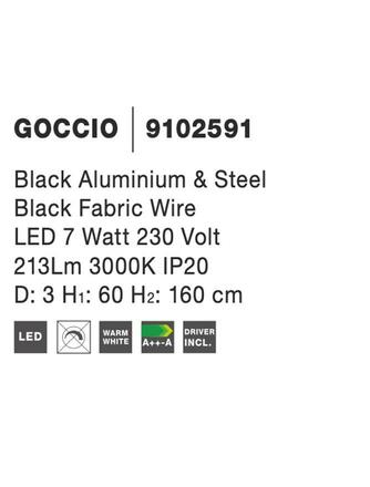 NOVA LUCE závěsné svítidlo GOCCIO černý hliník a ocel černý kabel LED 7W 230V 3000K IP20 9102591