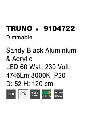 NOVA LUCE závěsné svítidlo TRUNO černý hliník a akryl LED 60W 230V 3000K IP20 stmívatelné 9104722