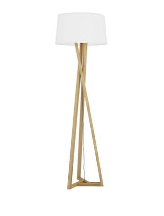 NOVA LUCE stojací lampa SALINO stínidlo slonovinová bílá přírodní dřevo E27 1x12W 230V IP20 bez žárovky 9145071