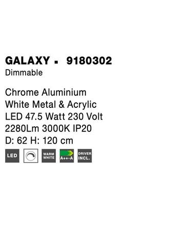 NOVA LUCE závěsné svítidlo GALAXY chromovaný hliník bílý akryl LED 47.5W 230V 3000K IP20 stmívatelné 9180302