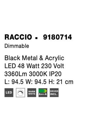 NOVA LUCE stropní svítidlo RACCIO černý kov a akryl LED 48W 230V 3000K IP20 stmívatelné 9180714