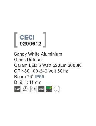 NOVA LUCE venkovní stropní svítidlo CECI bílý hliník skleněný difuzor Osram LED 6W 3000K 100-240V 76st. IP65 9200612