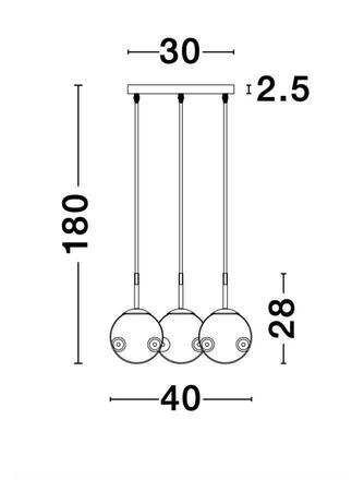 NOVA LUCE závěsné svítidlo SPADA zlatý kov a chromové sklo černý PVC kabel E27 3x12W 230V IP20 bez žárovky 9426753